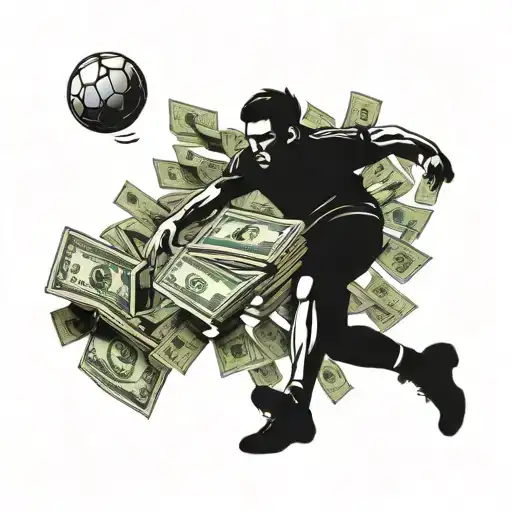 A Football Player Dribbling A Stack Of Cash Instead Of A Ball