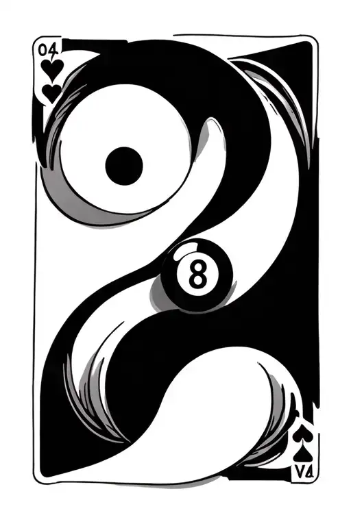 Yin Yang Symbol With Playing Cards And A 8Ball