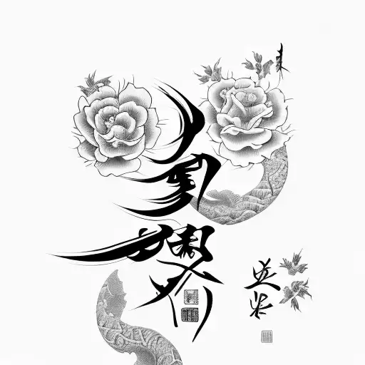 Make Me A Tattoo On Your Forearm With Chinese Calligraphy And A Background