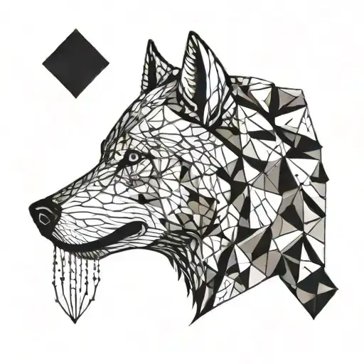 Wolf With Diamont Shaped Background