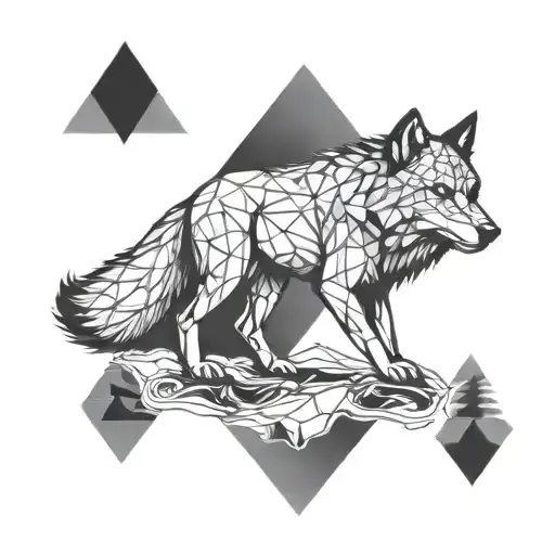 Wolf With Diamont Shaped Background