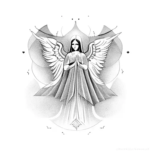 Spiritual Symbols Forming The Shape Of An Angel