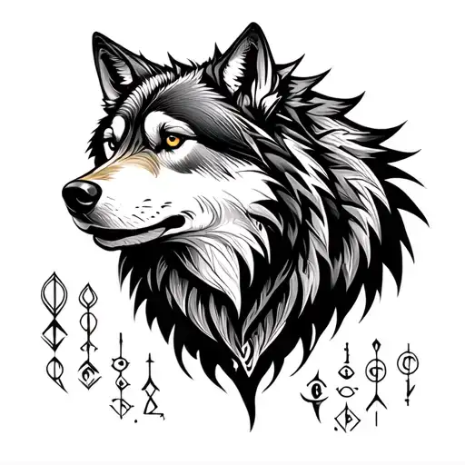 Nordic Wolf With Runes