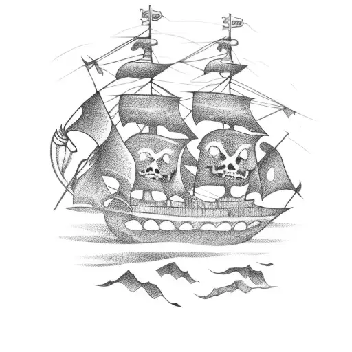 Pirate Ship Portrait Sailing The Seas Windy