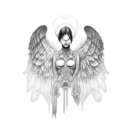 Half Angel Half Demon Female Chest Piece