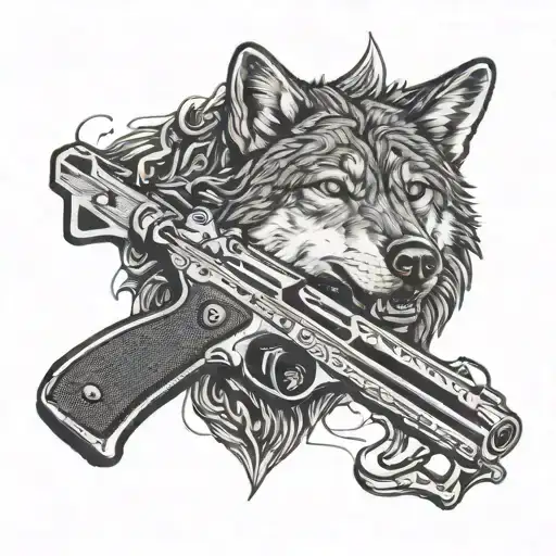 Lone Wolf Face With Gun