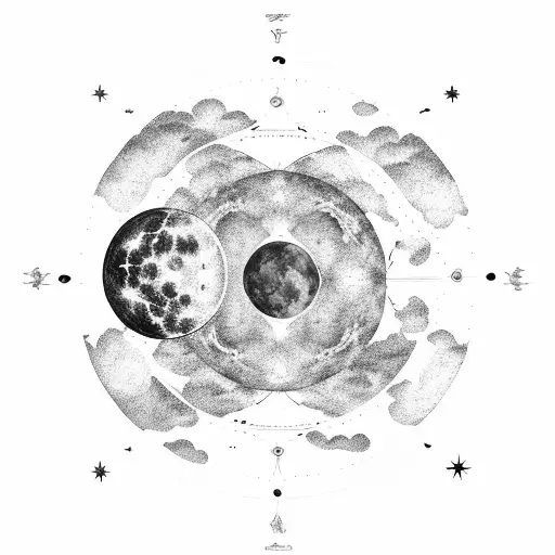 A Celestial Map With The Moon And Various Constellations