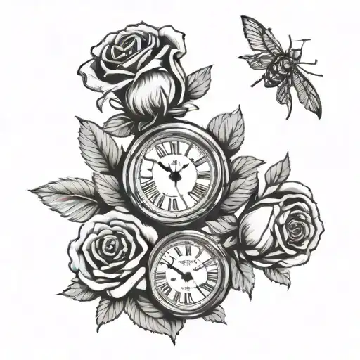 Roses With Roman Numeral Clock