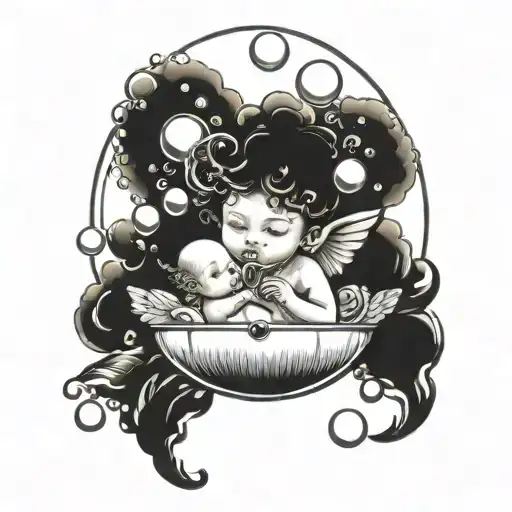 Cherub Blowing 14 Bubbles With My Kids Names