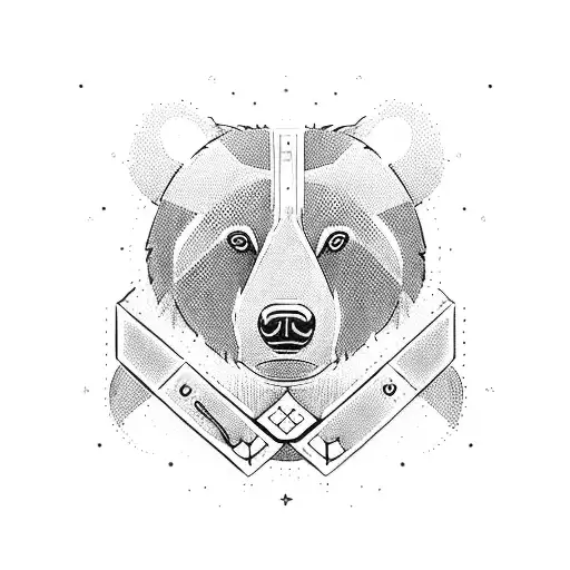 A Simple Outline Of A Bear With A Small Medical Caduceus Symbol On Its Forehead