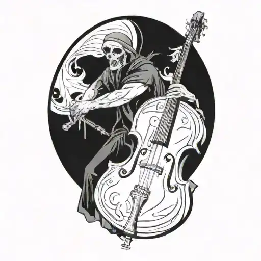 Death In A Cloak Playing An Upright Bass
