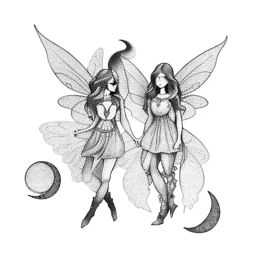 Two Fairies With Little Moon