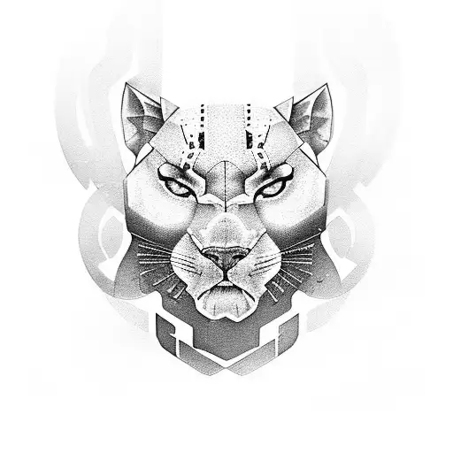 A Beautiful Black Panther Adorned With Flowers And Musical Symbols