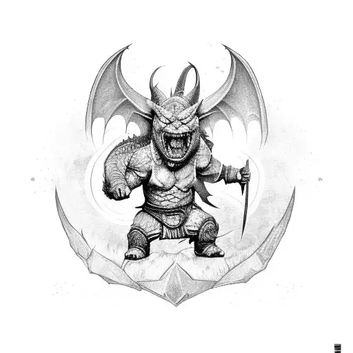 A Fierce Orc Warrior Battling A Dragon In A Game-inspired Setting