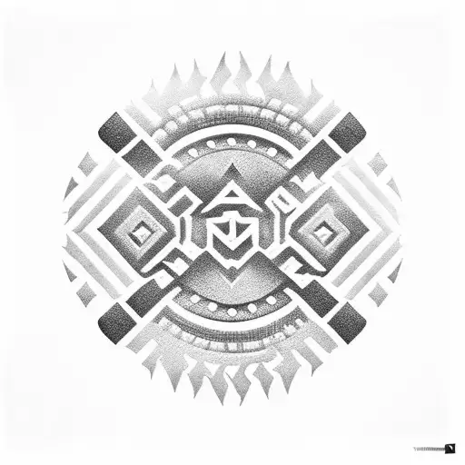 Vintage Car Tire With Intricate Aztec Patterns