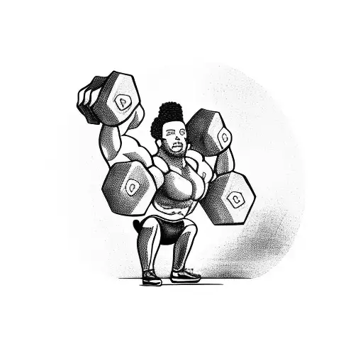 A Football Player Lifting Weights With Rap Lyrics Written On The Dumbbells