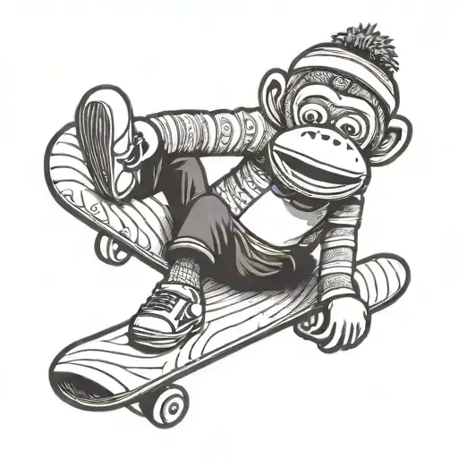 A Sock Monkey On A Snowboard