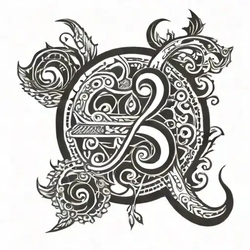 A Tattoo Design Incorporating The Client's Lucky Number In A Creative And Abstract Way
