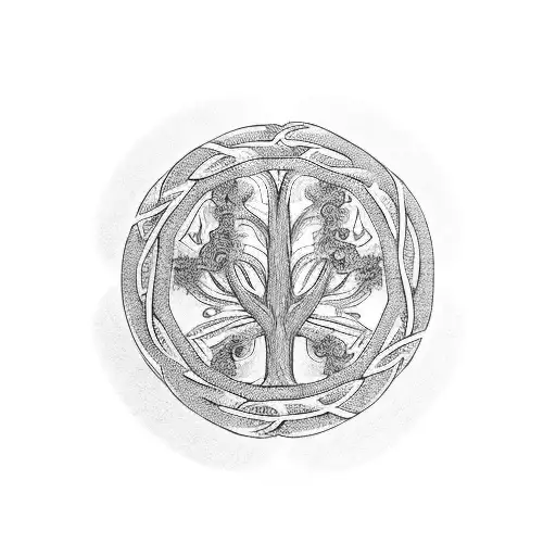 The Tree Of Life And Endless Knot And Lotus Flower For Forearm