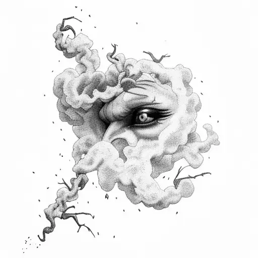 Crows With Smoke Coming Out Of Empty Eyesocketsitting On Withered Tree