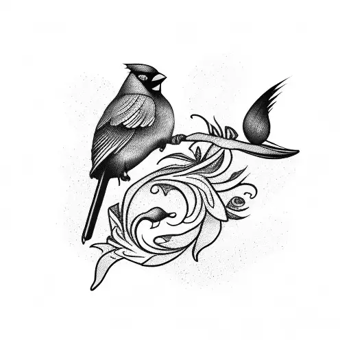 Arm Sleeve With Bird-of-paradise And Cardinal