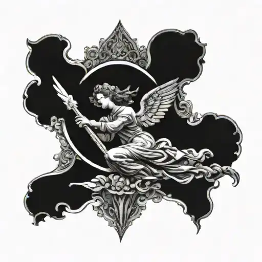 An Intricate Renaissance-inspired Tattoo Featuring An Angel In A Medieval Setting