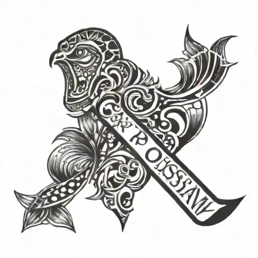 Black Lettering And Polinesian Throat