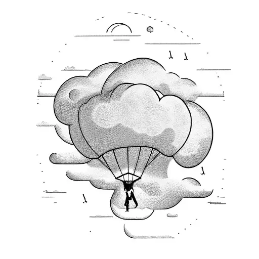 A Parachutist Landing With A Cloud Instead Of A Parachute