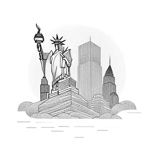 A Stack Of Money Being Guarded By A Snake With The New York Skyline In The Background