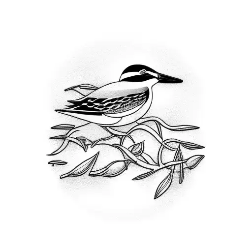 Sand Piper Under A Willow Tree