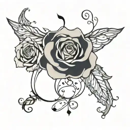 Reychel Printed On Rose Surrounded