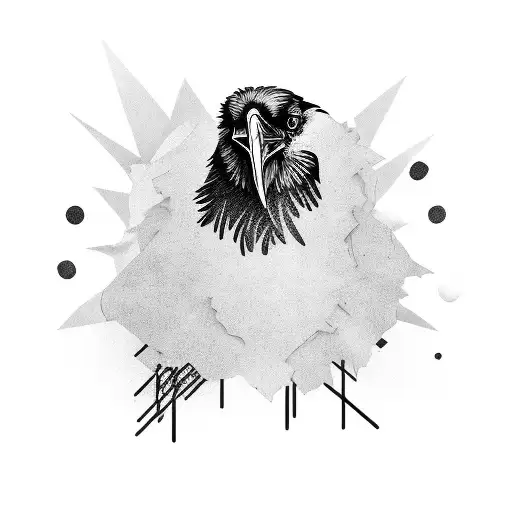 A Raven Surrounded By A Banner