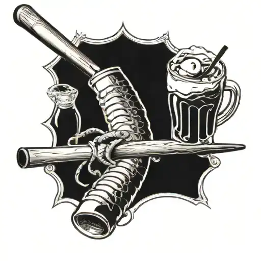 A Baseball Bat Morphing Into A Fishing Rod With A Beer Mug At The Handle