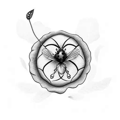 A Lady Bug Floating On A Leaf To Heaven