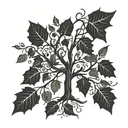 Tree With Over Hanging Limbs And Leaves Falling In The Fall