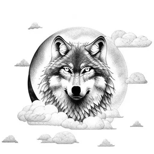 Wolf Moon Mountain In Clouds