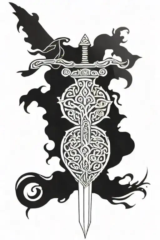 Celtic Tree Of Life With Celtic Sword And Shield