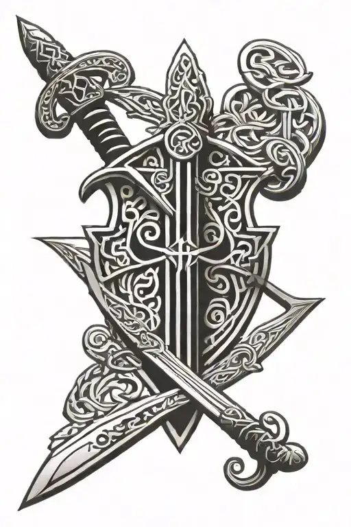 Celtic Knot With Sword And Shield