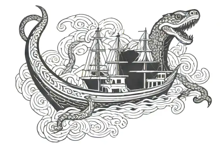 Negative Space Boat Snake Wrapped