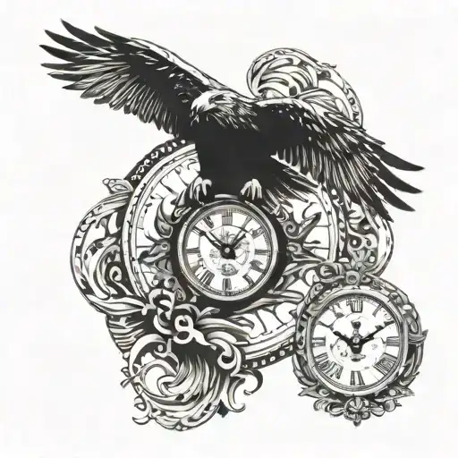 Clock With Eagle Flying