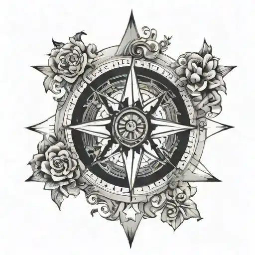 A Compass Rose With The Number 7 As Its Centerpiece Representing Completion