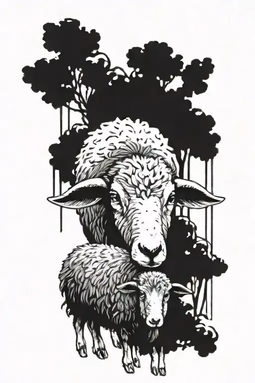 Black Sheep Infront Of Chinese Farmer