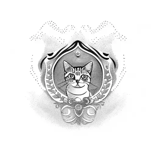 Cat Fingerprint With Laurel Wreath