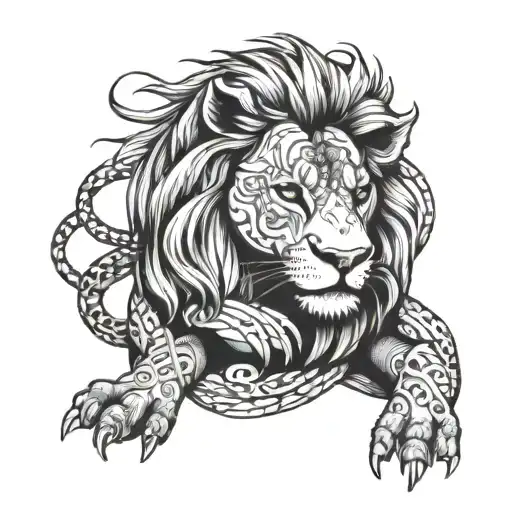 A Lion Tying Wrappers