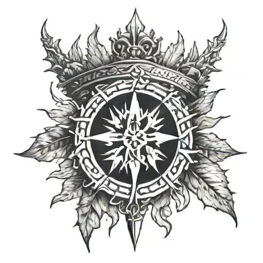 Thorn Crown With Roman Numeral 3 In Middle Surrounded