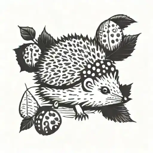 Hedgehog Laying On Its Back Playing With A Ladybug