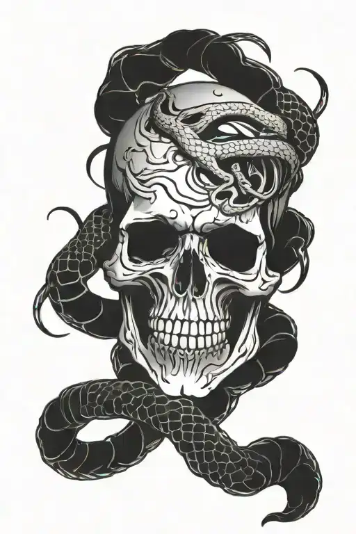 Depression Skull With Snake