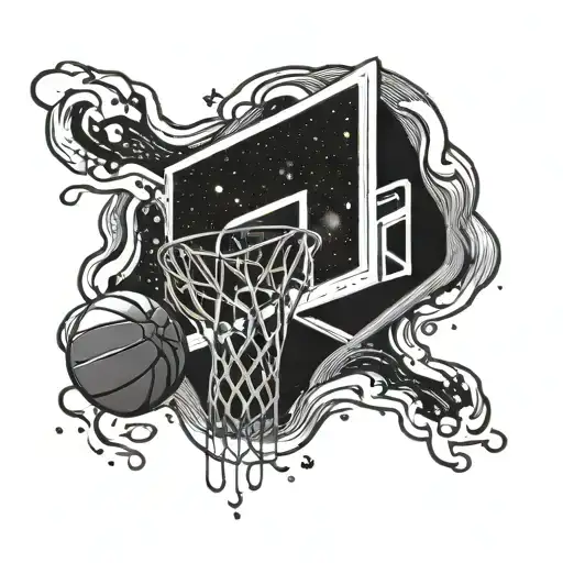 A Basketball Hoop With A Swirling Galaxy Inside It