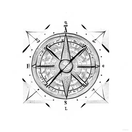 A Red Geometric Compass With Voodoo Symbols
