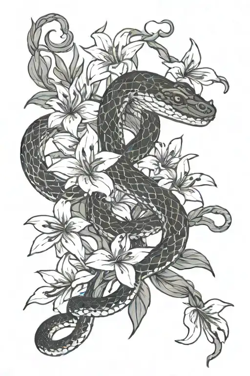 Snake And Lillies